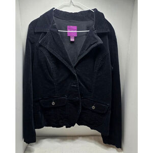 Women's Gloria Vanderbilt Black Corduroy Blazer Jacket M